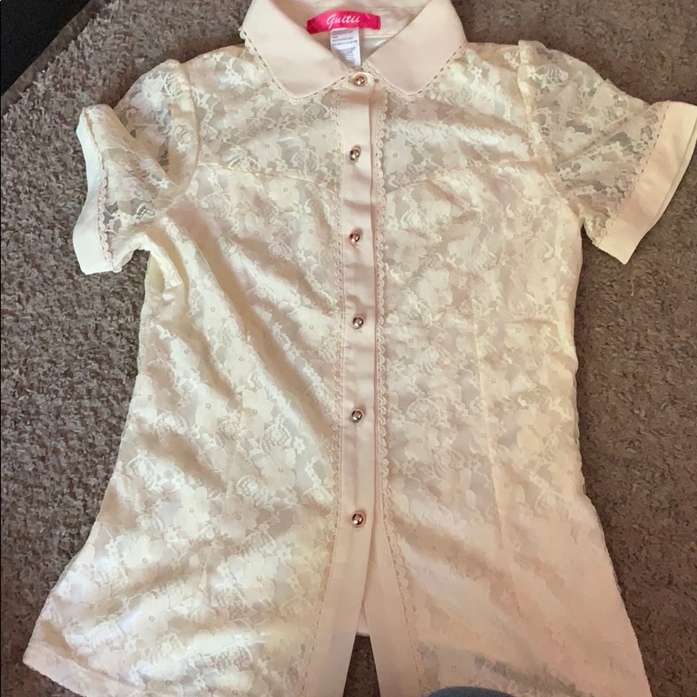 Cream button up shirt